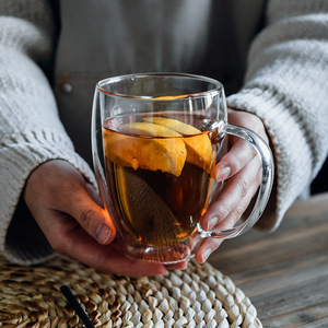 <b>Double</b> <b>Walled</b> Glass <b>Cup</b> With Handle Heat Insulated For <b>Coffee</b> Milk Juice Beer Home Use Single <b>Cup</b> Solid Color - Product Image 4