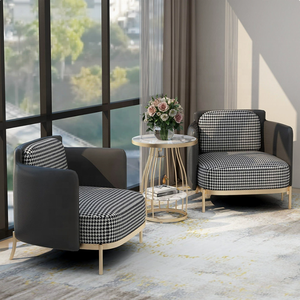Modern Houndstooth Accent Chair Fabric <b>Armchair</b> <b>Single</b> Seat Lounge Chair for Living Room - Product Image 2