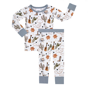 Pijamas de Bambú para Bebés al por Mayor, Ropa de Dormir con Estampado Personalizado a Cuadros o de Color Sólido - Product Image 3