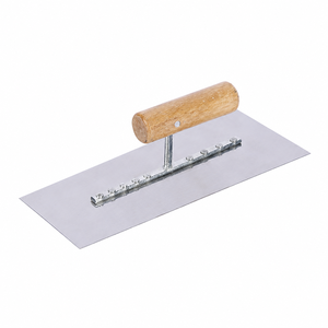 Truelle de maçon en acier inoxydable à bord droit avec manche en bois, outil de plâtrage pour le lissage des murs en ciment et le mortier et la construction - Product Image 2