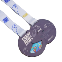 Médaille en bois découpée au laser personnalisée, écologique, pour marathon, avec impression couleur personnalisée et ruban sur mesure