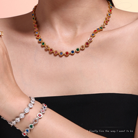 Nouveau Collier Européen et Américain Tendance en Zircon Coloré pour Femme – Chaîne de Luxe Légère, Exquise et Haut de Gamme, qui Sublime le Tempérament