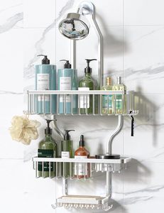 Panier de rangement pour douche sans perçage, gain de place, à suspendre au-dessus de la douchette, pour shampoing et accessoires de douche - Product Image 1