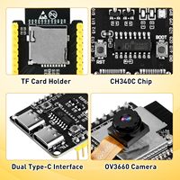 Carte de développement ESP32-S3-CAM avec caméra OV3660, 16 Mo de mémoire Flash, 8 Mo de PSRAM, double USB-C, WiFi/BT, puce MediaTek MT8125, MicroPython, IoT, IA, DIY