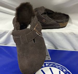 Ciabatta invernale con sole spesse e mezza ciabatta da <span class=keywords><strong>donna</strong></span> <span class=keywords><strong>in</strong></span> <span class=keywords><strong>vera</strong></span> <span class=keywords><strong>pelle</strong></span> con ciabatta <span class=keywords><strong>in</strong></span> cotone con plateau da esterno - Product Image 5