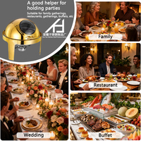 Matériel hôtelier : Réchaud de buffet de luxe en acier inoxydable 6L, chauffe-plats rond doré à couvercle roulant, ensemble pour restaurants et événements