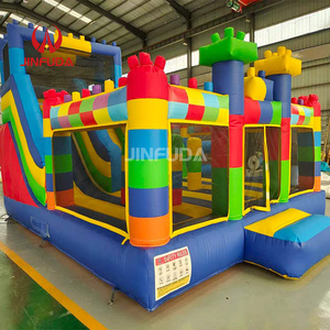 Château gonflable durable inspiré de <span class=keywords><strong>Lego</strong></span> avec toboggan intégré, château de saut pour enfants pour fête en plein air - Product Image 4