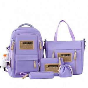 Wholesale Girls School <b>Backpack</b> with USB <b>Large</b> Capacity Canvas for High School & Primary Students - Product Image 3