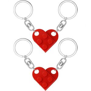 2Pcs Heart Keychain Set Acrylic Brick <b>Building</b> <b>Blocks</b> for Couples Matching Love Gifts Boyfriend Girlfriend Christmas - Product Image 1