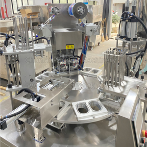 Étiqueteuse rotative automatique pour l'emballage laitier, liquides de qualité alimentaire, plastique, papier, salade grecque, crème, <span class=keywords><strong>fromage</strong></span> <span class=keywords><strong>feta</strong></span>, gobelets, barquettes en aluminium, scellage de barquettes - Product Image 3