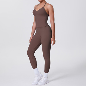 Débardeur <span class=keywords><strong>de</strong></span> yoga respirant sans couture uni à dos halter pour pantalon et vêtements - Product Image 2