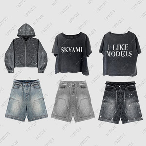Fabricantes de Ropa Shorts de Jean Vintage Personalizados de Moda Urbana con Pedrería y Dobladillo Deshilachado para Hombre - Product Image 4