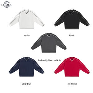 Sudadera con cuello en V y bloques de color, estilo universitario americano, de manga larga, para <span class=keywords><strong>hombre</strong></span>, con hombros caídos y puños acanalados, para otoño e invierno - Product Image 1