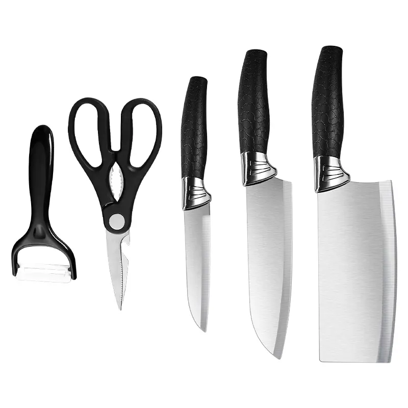 Juego de cuchillos de cocina de acero inoxidable de 5 uds. Caja de regalo magnética Cleaver Santoku cuchillo pelador juego de tabla de cortar