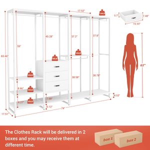 <span class=keywords><strong>Armoire</strong></span> d'angle autoportante en bois robuste de grande taille en forme de L avec 3 tiroirs, design moderne pour chambre à coucher - Product Image 6