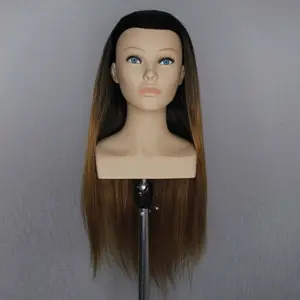 Cabeça de perucas para treino de cabeleireiros, boneca de treino de cabelo humano