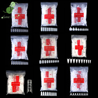 Uñas Postizas para Decoración de Uñas, Estilo Francés, Cuadradas, 500 Piezas, Empaque Estándar Coreano, Uñas Puntiagudas, ABS, Almendradas, Stiletto