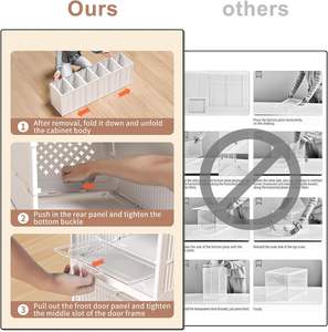 Organisateur de chaussures sans assemblage, tout-en-un, pliable, empilable, boîte de rangement transparente en plastique pour chaussures, bottes et baskets - Product Image 4