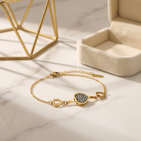 Bracelet chaîne triple cœur pavé de zircon pour femme ZG, plaqué or 18 carats, acier inoxydable, cadeau délicat