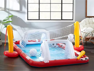 Popular parque infantil inflable de PVC para exteriores con pelota de fútbol, barra de piscina flotante de voleibol para niños, piscina a granel - Product Image 3