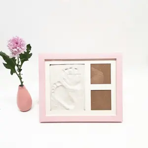 23 * 28厘米粉色手印脚印套装婴儿木质印泥相框
