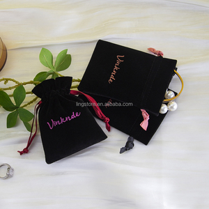 9*12cm Small Velvet Jewelry Pouch Drawstring Pocket Purse Luxury Black Soft Bag for Lipsticks Earrings Necklace Rings - Product Image 3