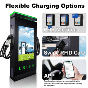 Pengisi daya mobil listrik 60kw 80kw, stasiun pengisian daya Ev <span class=keywords><strong>Lcd</strong></span> layar sentuh dengan tampilan iklan terintegrasi - Product Image 6