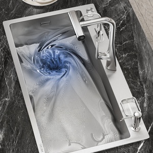 Luxurious <b>large</b> single-tank 304 stainless steel kitchen sink under-counter basin left row vegetable basin sink - Product Image 3