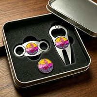 Vente en gros de coupe-cigares guillotine en métal et acier inoxydable personnalisé, avec porte-clés papillon en caoutchouc doré et marqueur de balle de golf