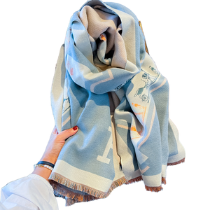 Women's Traditional Scarf <strong>Shawl</strong> Autumn Winter Korean Version Thick Cashmere <strong>Wool</strong> Wrap Versatile Letter Carriage Design <strong>Shawl</strong> - Product Image 1
