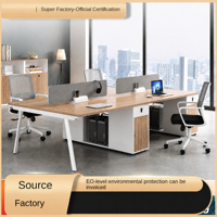 Ensemble de chaises de bureau modernes et minimalistes en PVC ignifuge pour postes de travail ; Élégants bureaux informatiques pour quatre personnes avec séparateurs d'écran