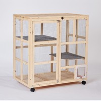 Poulie et cage à chat respirante pour chats Grand parc en bois détachable pour intérieur et extérieur