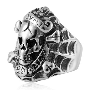 Anillo de calavera yunique para hombre, de acero inoxidable, estilo punk, color plateado, joyería retro, regalo, anillos de moda - Product Image 4