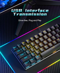 מכירה חמה 61 מקשים USB Type-C RGB מקלדת משחקים מכנית עם תאורה אחורית עבור משחקי מחשב נייד עם מתגים כחולים BD61 - Product Image 5