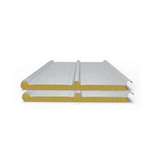 Panneau sandwich en laine de roche ignifuge pour système d'isolation des murs et des toits des entrepôts et ateliers à structure en <span class=keywords><strong>acier</strong></span> industrielle - Product Image 1