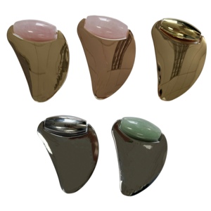 Multi Color Anti aging Zinc Alloy <b>Massage</b> Tool Guasha Therapy Rose Quartz Face roller - Product Image 1