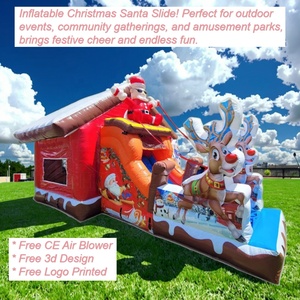 สไลเดอร์เป่าลมรูปซานตาคลอสสำหรับเด็กเล่นกลางแจ้ง พร้อมเครื่องเป่าลม ขาย - Product Image 2