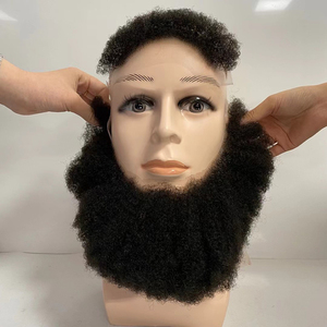 Barba e baffi realistici in capelli umani, realizzati a mano all'uncinetto con base in pizzo invisibile, per <span class=keywords><strong>uomo</strong></span> - Product Image 1