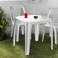Table de jardin carrée Progarden, table de bar d'extérieur, 75x75x72h cm, empilable, en plastique blanc