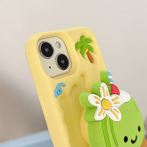 Bán Buôn Dễ Thương Dừa Silicon Điện Thoại Di Động Trường Hợp Với Chủ Cho Iphone 17 16 15 Pro Max Đáng Yêu <span class=keywords><strong>Coco</strong></span> Silicone Trường Hợp Đứng Bìa - Product Image 3