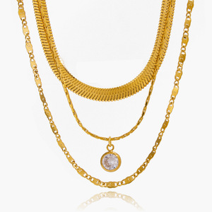 Three Layer <b>Titanium</b> Steel Zircon Necklace With Bezel Setting For Women Party Jewelry Clavicle <b>Chain</b> - Product Image 1