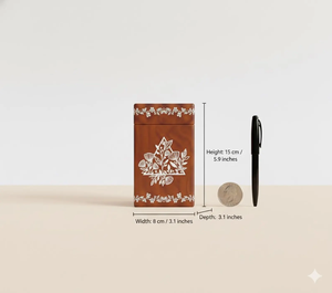 Certified Grade Wood Cremation Urn <b>Box</b> with Elegant Floral Design <b>Memorial</b> Ashes Urn for Adults Uses By Exporters - Product Image 2