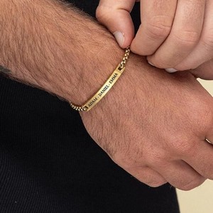 <span class=keywords><strong>Bracelet</strong></span> pour <span class=keywords><strong>homme</strong></span> en acier inoxydable gravé double face avec nom, tendance pour la fête des pères européenne et américaine, cadeau très vendu - Product Image 2