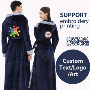 Invierno más tamaño largo con capucha polar <span class=keywords><strong>Rob</strong></span> ligero suave cálido polar Albornoz ducha Spa bata larga - Product Image 5