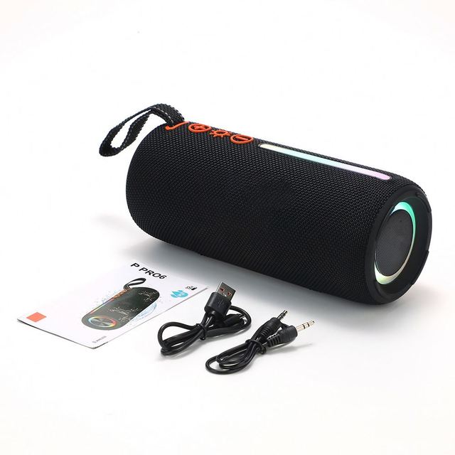 P Pro6 Portable Wireless Supper Bass Fabric BT Home Speaker Hifi Music Subwoofer Stereo Woofer Waterproof Speaker FM Radio/TF