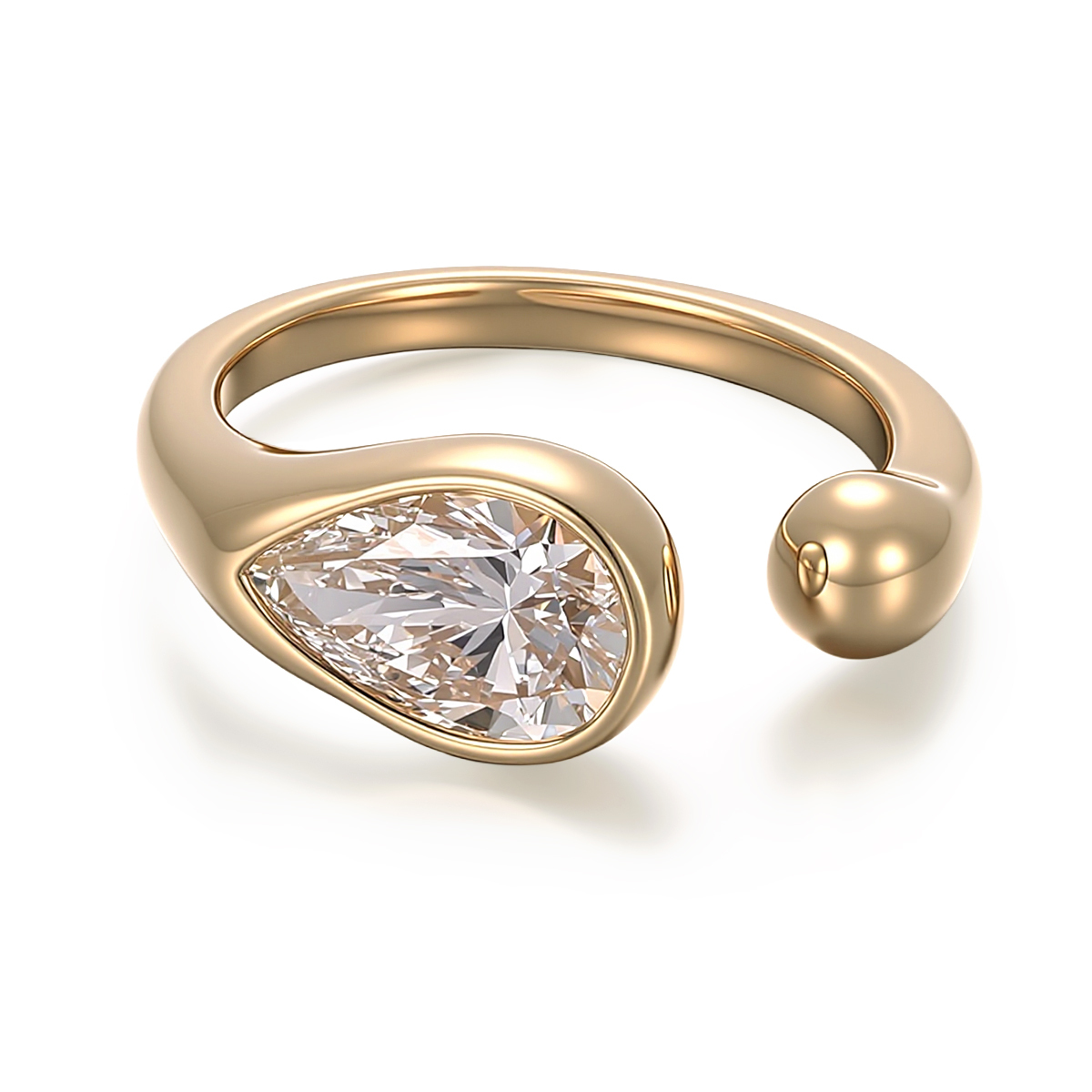 Anillo de oro macizo de 18k con diamante de laboratorio