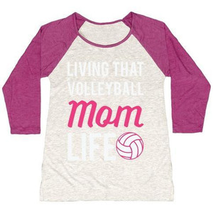 การใช้ชีวิตแบบวอลเลย์บอลแม่ชีวิตเสื้อยืดเบสบอลสามส่วนของผู้หญิง - Product Image 3