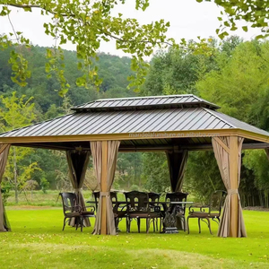 Gazebo con Estructura de Aluminio, Pérgola con Techo Doble de Metal, Muebles de Exterior, Pabellón con Techo Rígido, Protección Contra Mosquitos, Mandela 118 - Product Image 1