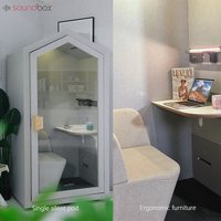 Cabine de travail à domicile insonorisée avec mobilier, réduction du bruit, pour une ambiance silencieuse et écologique