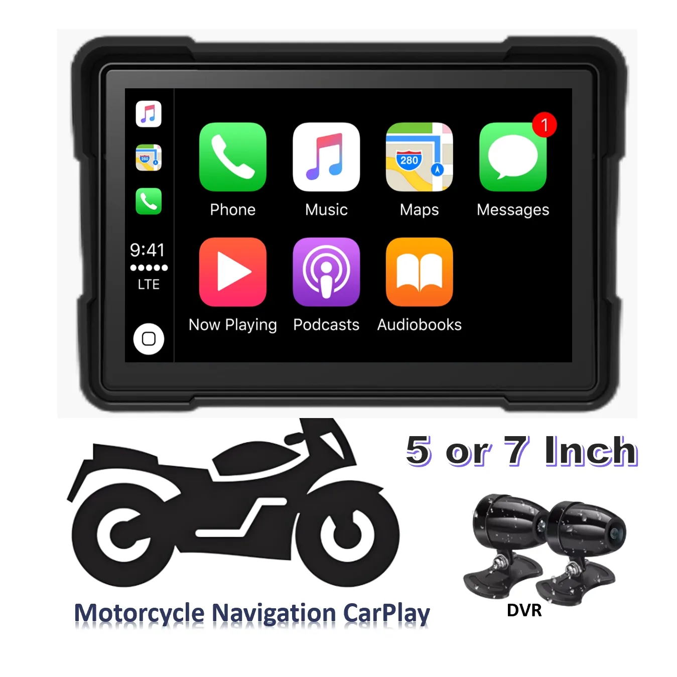Motosiklet araba oynamak 5/7 inç dokunmatik ekran su geçirmez motosiklet navigasyon radyo Carplay motosikletler için
